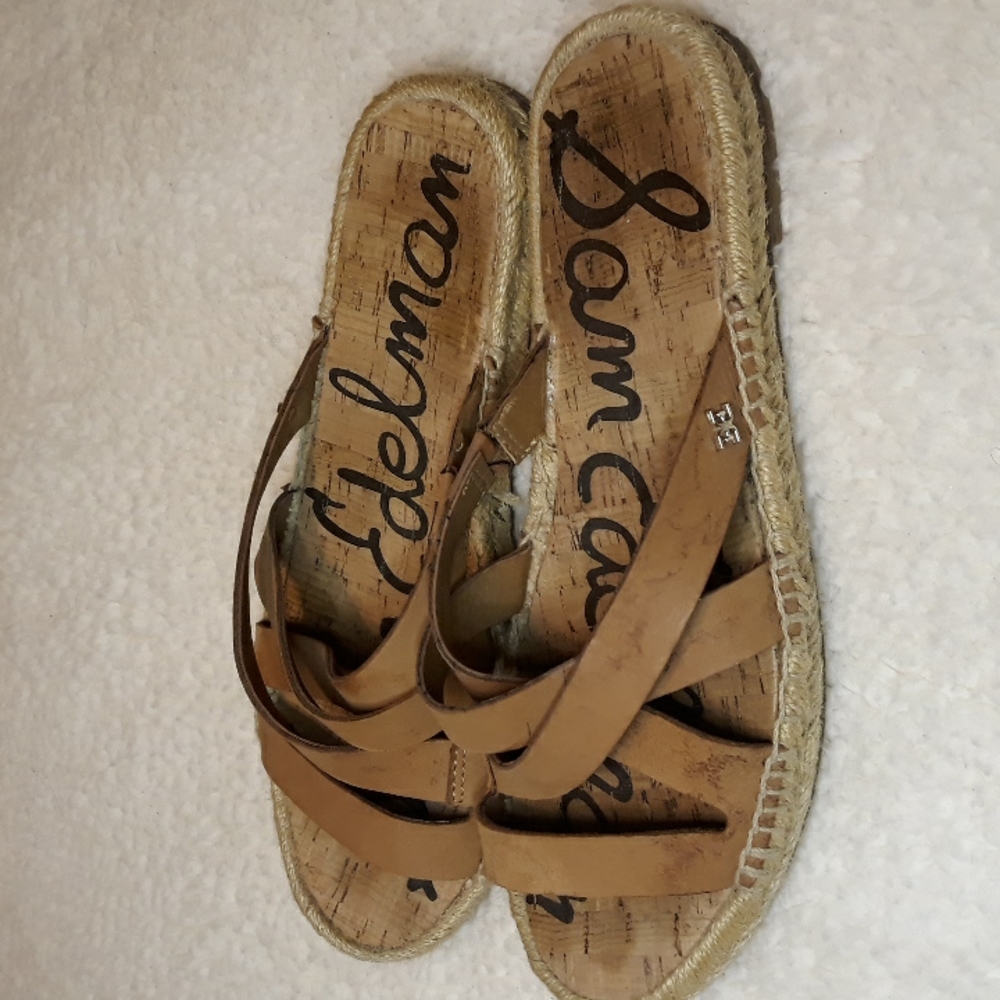 Sam Edelman Leather Brown Espadrilles Sandals - Picture 4 of 5